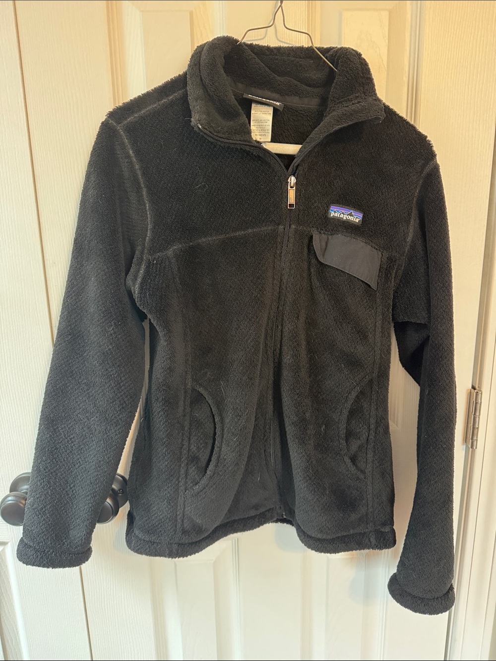 Patagonia Black Sherpa Fleece Jacket with Chest Pocket